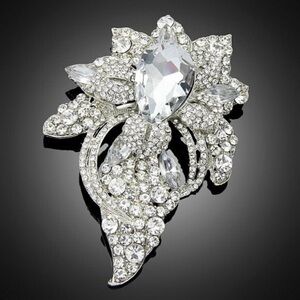 Austrian Crystal Floral Pave Bouquet Statement Brooch